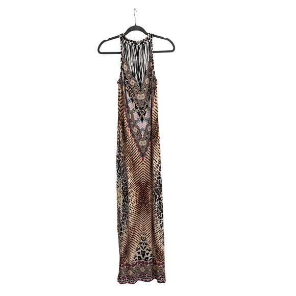 Venus Animal Print Halter Top Open Back Maxi Dress Resort Vacation Size Small - Picture 1 of 3